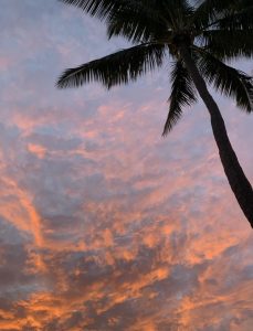 カウアイの夕陽＆夕焼けいろいろ〜 こんな景色見ながらのココナッツワイヤレス、 なかなか気持ちの良いものです